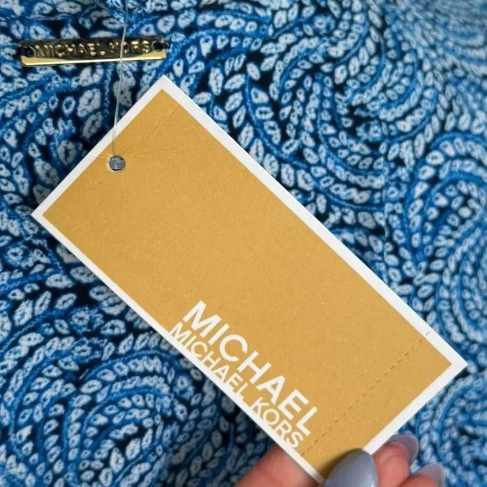 Michael Kors Grecian Blue Paisley Sleeveless Knee Length Shift Dress Size 3X NWT